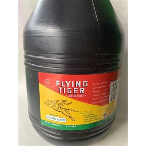 Flying Tiger denatured alcohol 3 liters (gal) .